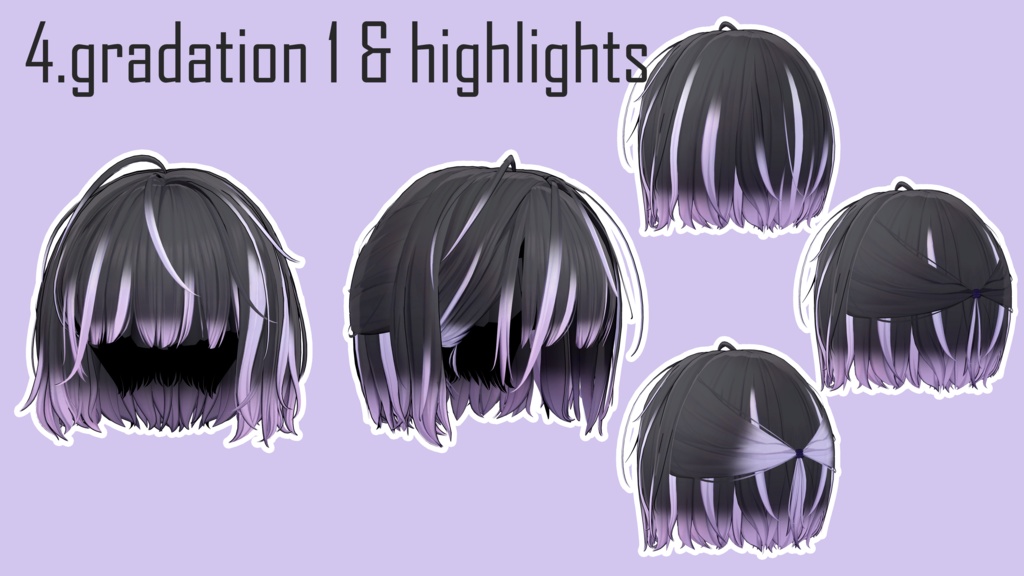 Gradation & hightlights 【10 avatars】【VRC Hair】♥ Ivy_Hair ♥