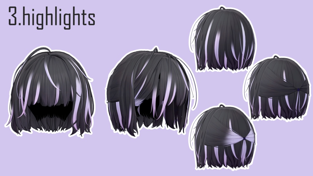 Gradation & hightlights 【10 avatars】【VRC Hair】♥ Ivy_Hair ♥