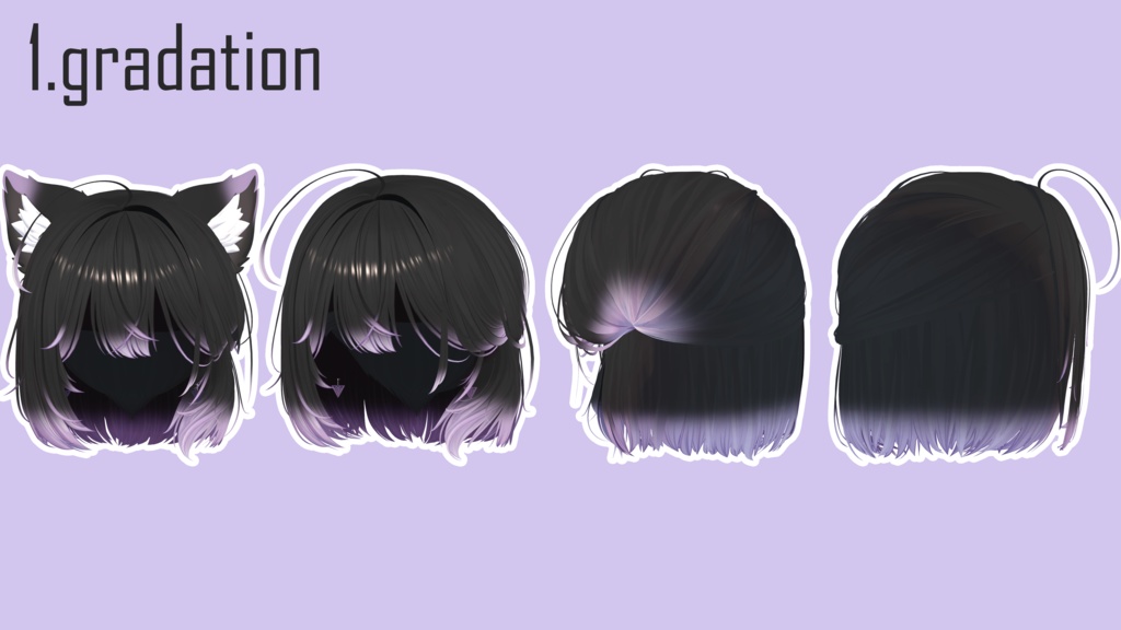 gradation & highlights ねこタイドボブヘア Neko Tied Bob hair