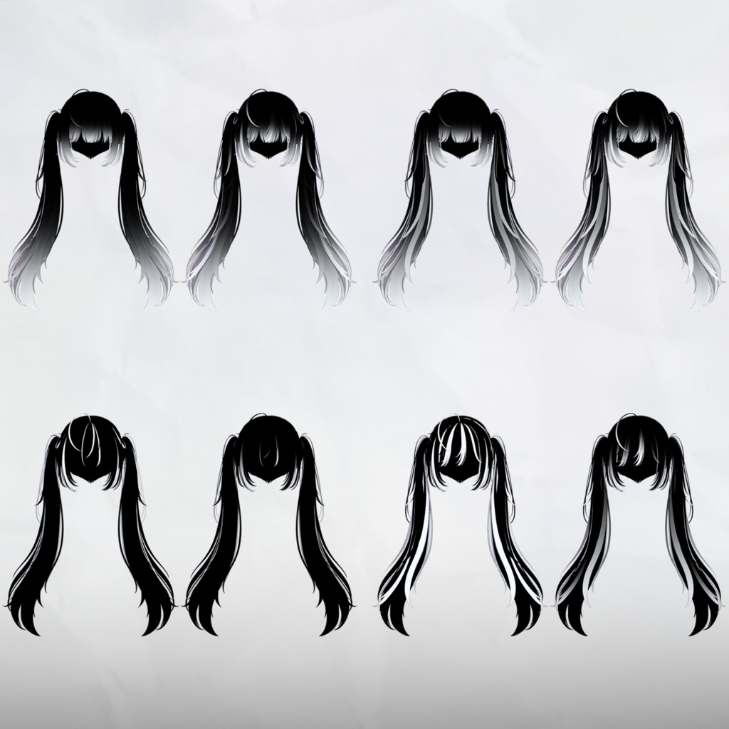 シンプルツインテールヘア_Hair mask gradation&highlights