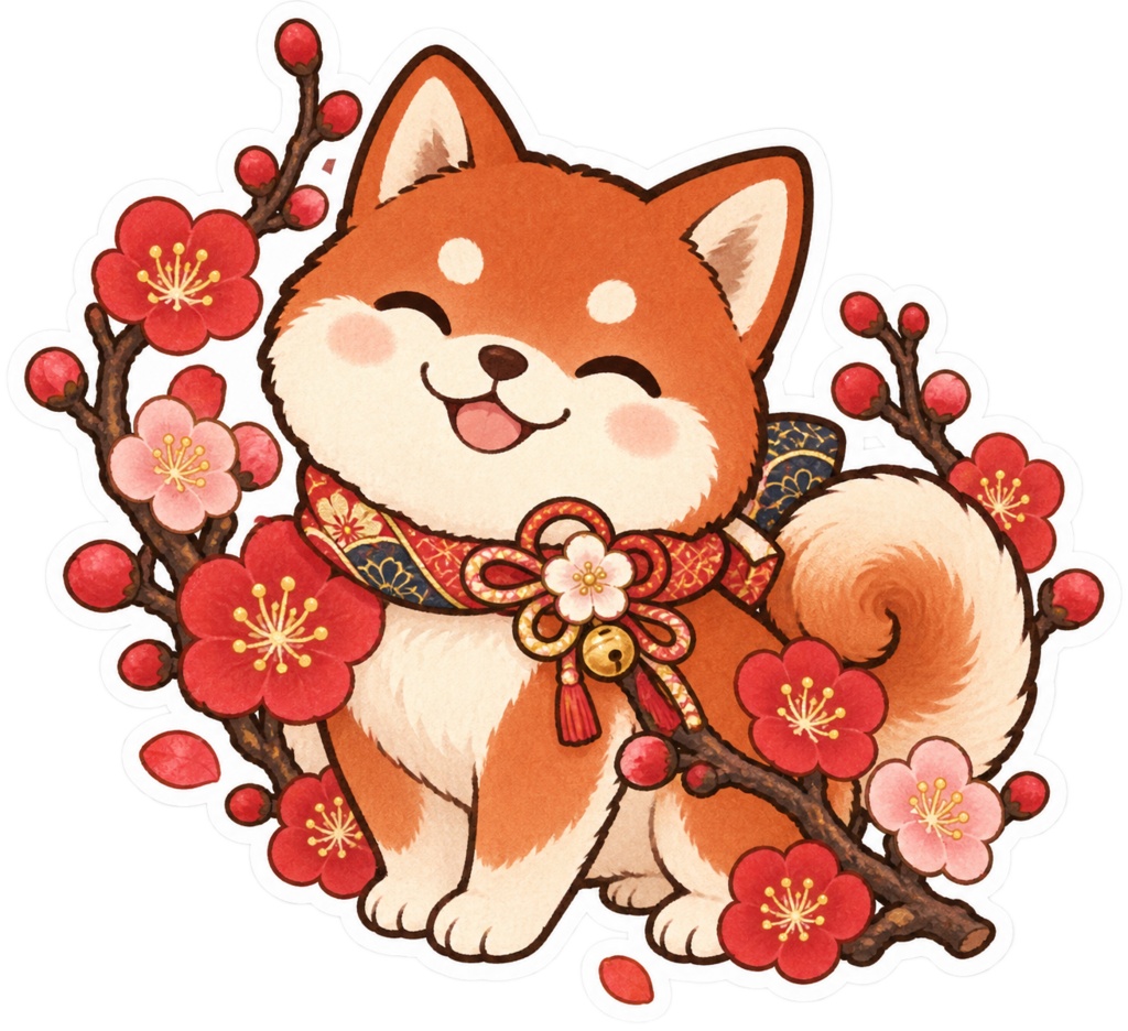 日本の和柄と四季×ゆるかわ動物 デジタルステッカー30枚|Japanese Kawaii Animal Stickers 30 PNG