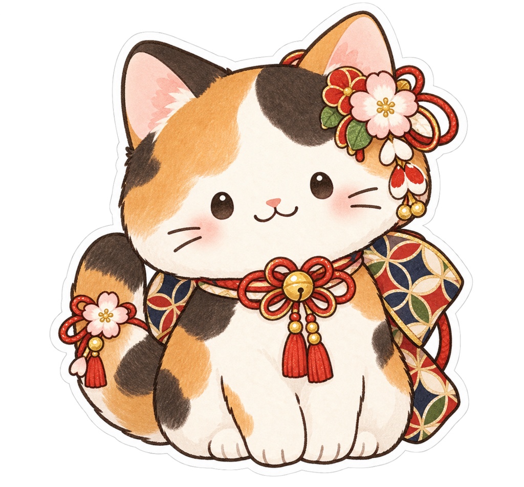日本の和柄と四季×ゆるかわ動物 デジタルステッカー30枚|Japanese Kawaii Animal Stickers 30 PNG