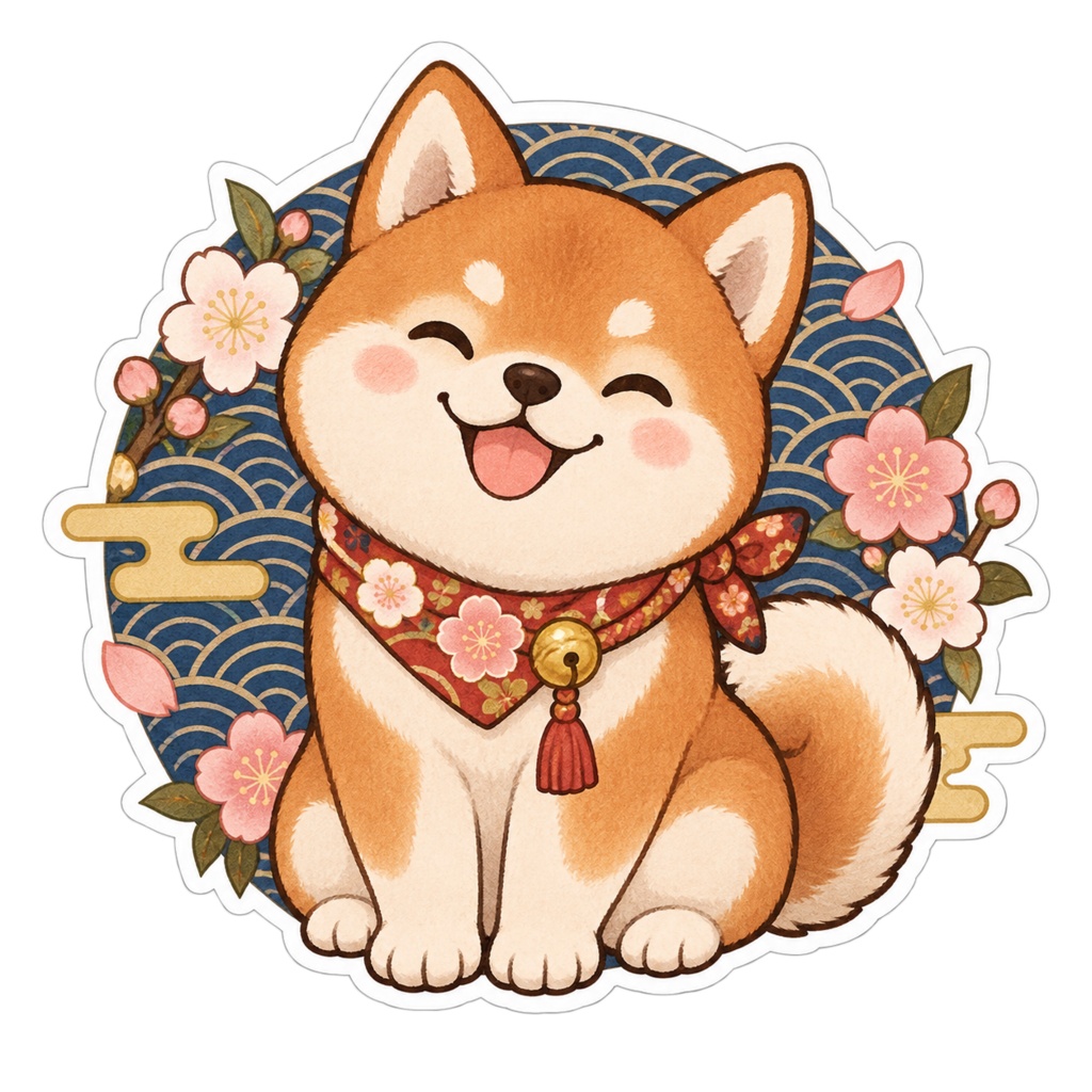日本の和柄と四季×ゆるかわ動物 デジタルステッカー30枚|Japanese Kawaii Animal Stickers 30 PNG