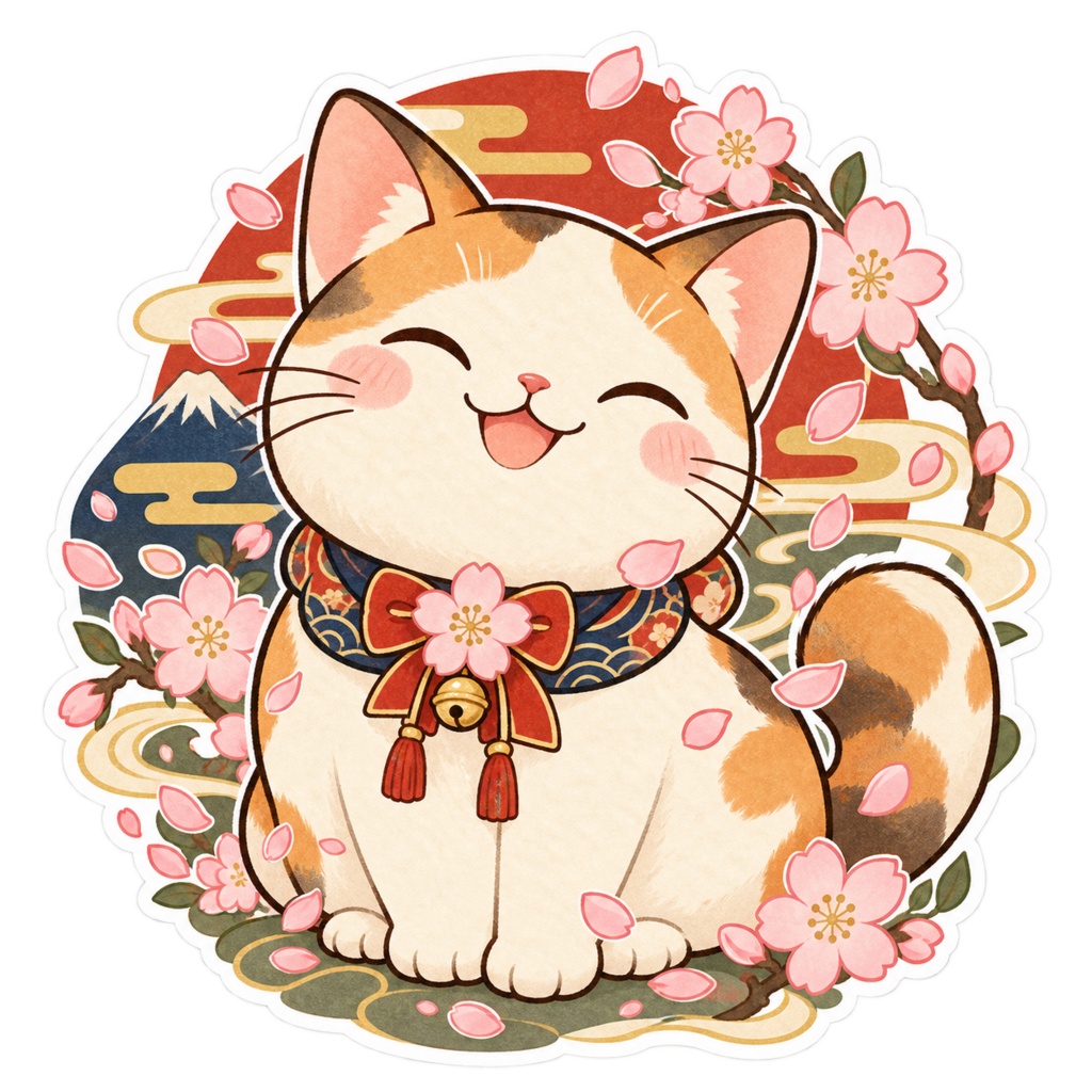 日本の和柄と四季×ゆるかわ動物 デジタルステッカー30枚|Japanese Kawaii Animal Stickers 30 PNG