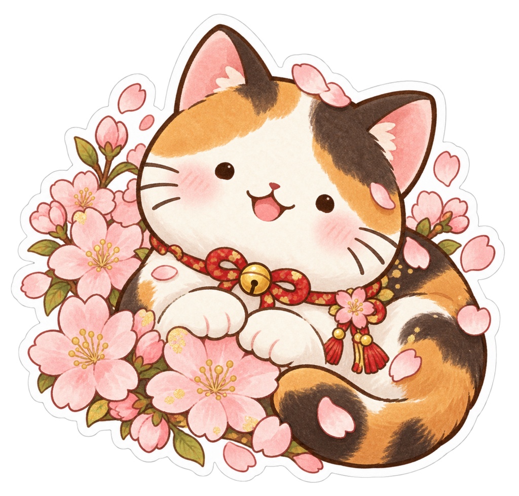 日本の和柄と四季×ゆるかわ動物 デジタルステッカー30枚|Japanese Kawaii Animal Stickers 30 PNG