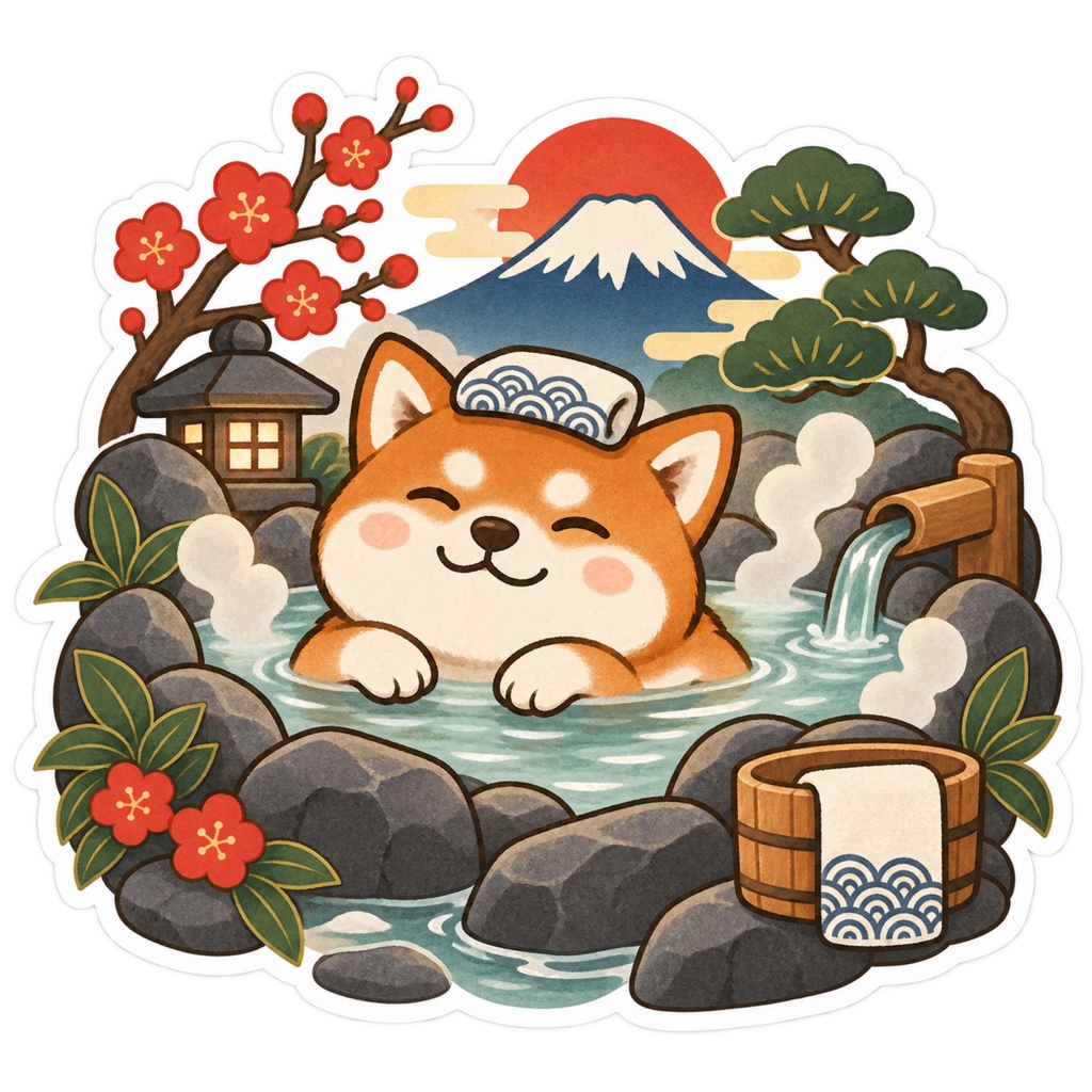 日本の和柄と四季×ゆるかわ動物 デジタルステッカー30枚|Japanese Kawaii Animal Stickers 30 PNG