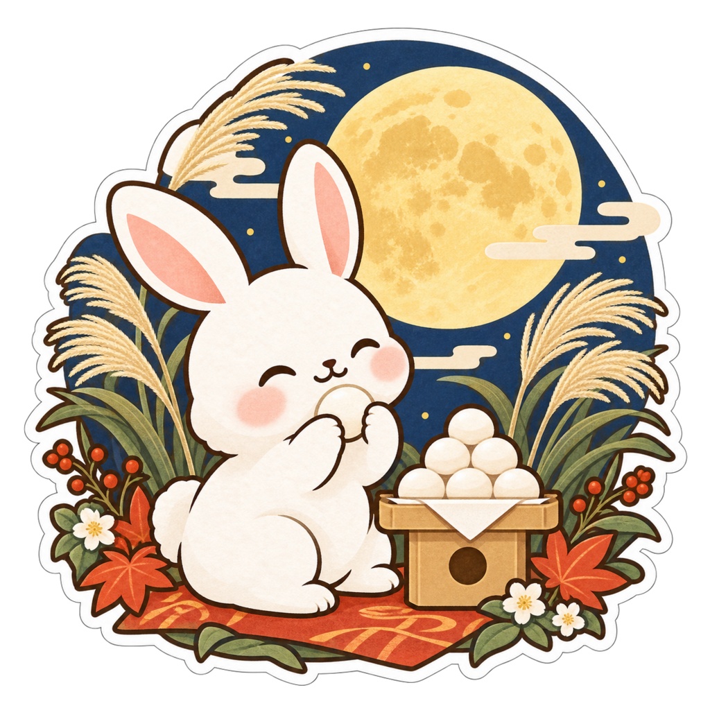 日本の和柄と四季×ゆるかわ動物 デジタルステッカー30枚|Japanese Kawaii Animal Stickers 30 PNG