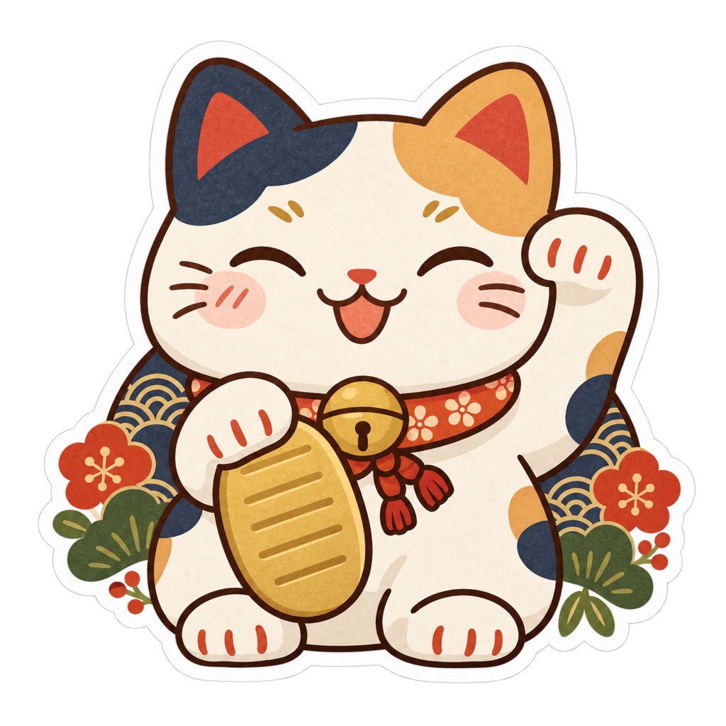 日本の和柄と四季×ゆるかわ動物 デジタルステッカー30枚|Japanese Kawaii Animal Stickers 30 PNG