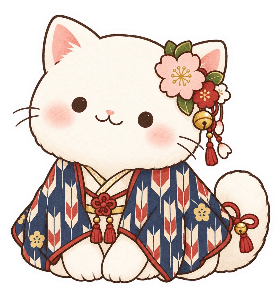 日本の和柄と四季×ゆるかわ動物 デジタルステッカー30枚|Japanese Kawaii Animal Stickers 30 PNG