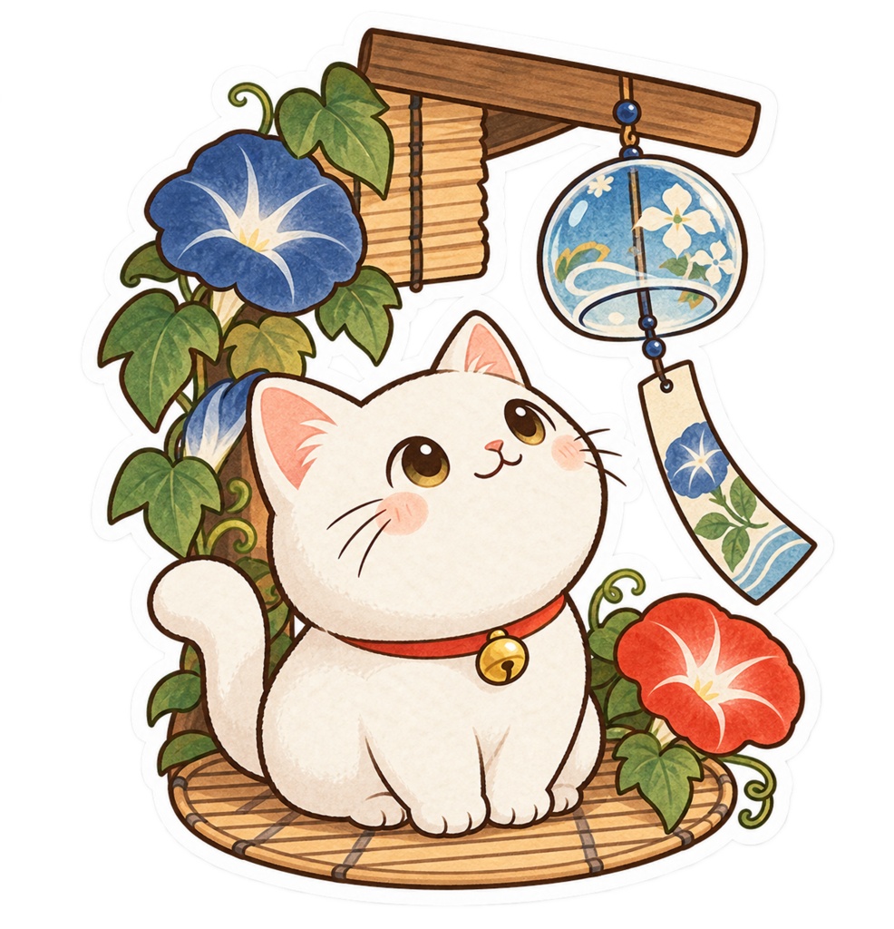 日本の和柄と四季×ゆるかわ動物 デジタルステッカー30枚|Japanese Kawaii Animal Stickers 30 PNG
