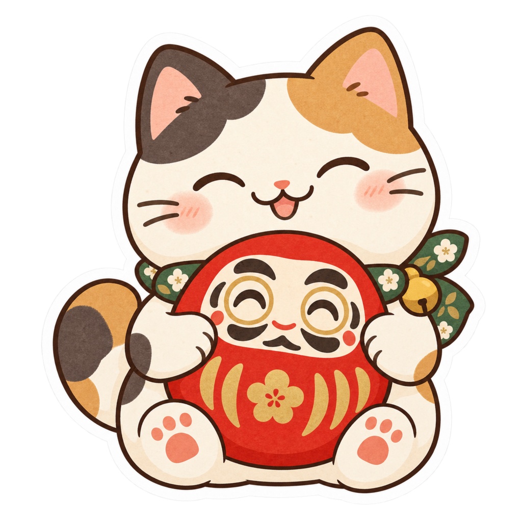 日本の和柄と四季×ゆるかわ動物 デジタルステッカー30枚|Japanese Kawaii Animal Stickers 30 PNG