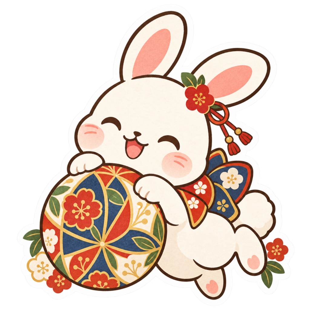 日本の和柄と四季×ゆるかわ動物 デジタルステッカー30枚|Japanese Kawaii Animal Stickers 30 PNG