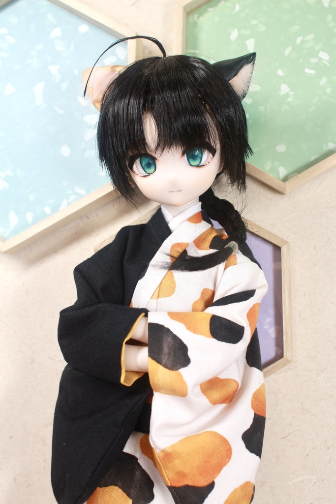 【MDD】三毛猫･錦鯉メンズ着物［バイカラー ］