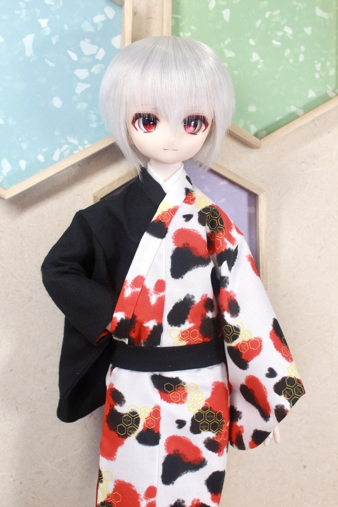 【MDD】三毛猫･錦鯉メンズ着物［バイカラー ］