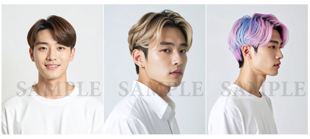 AI美容カットモデル写真(【男性:ショート系_ツーブロックショート】)3枚セット(お試し/Adobe Firefly生成)