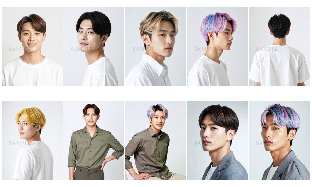 AI美容カットモデル写真(【男性:ショート系_ツーブロックショート】)10枚セット(厳選版/Adobe Firefly生成)