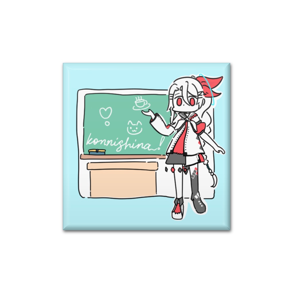 西中ニシカ 四角缶バッジ