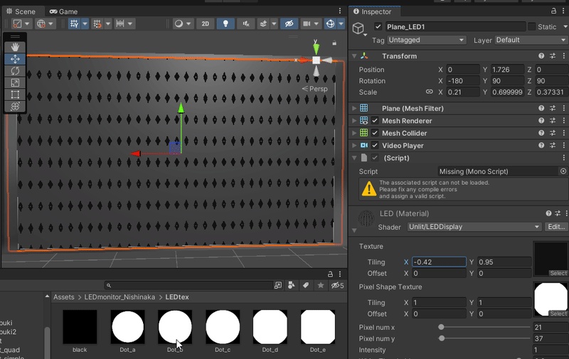 (無料)片側透過・可変・LED風メッシュ&モニター