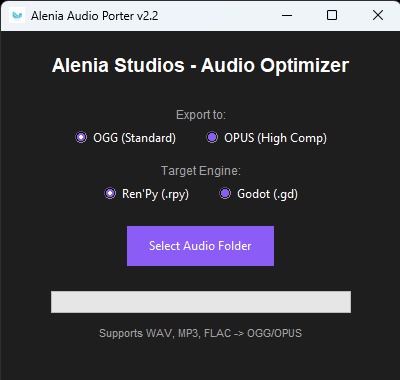 【無料】Alenia Audio Porter - Ren'Py & Godot向けオーディオ最適化ツール