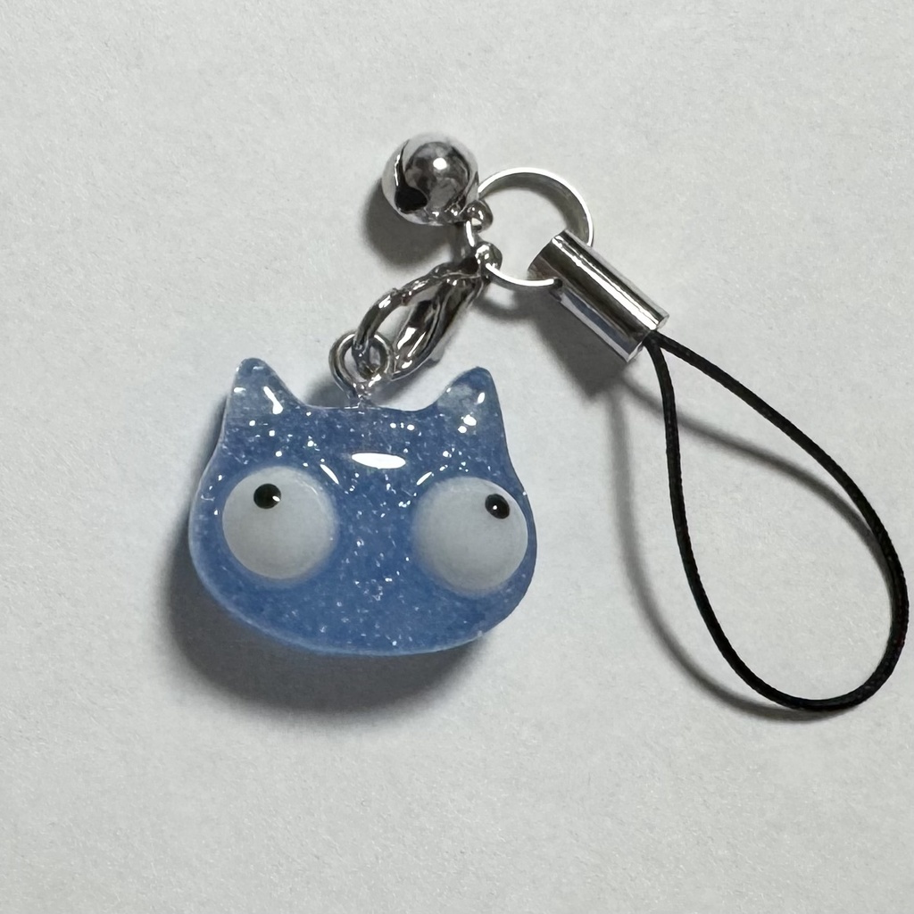 デメにゃんストラップ　アクアマリン