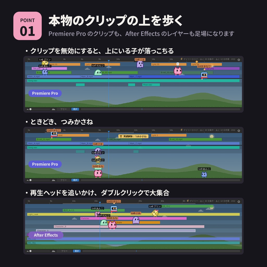 【AE / Premiere Pro】AK Pet ― タイムラインに住む仲間たち(AK Focus 同梱)