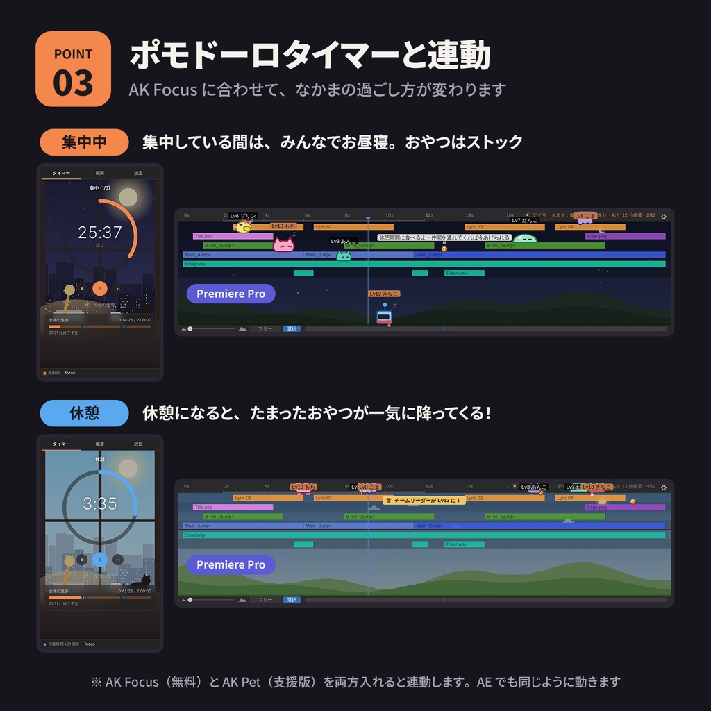 【AE / Premiere Pro】AK Pet ― タイムラインに住む仲間たち(AK Focus 同梱)