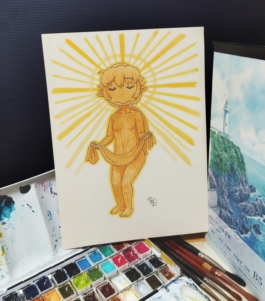 色鉛筆画 原画 河童ちゃん