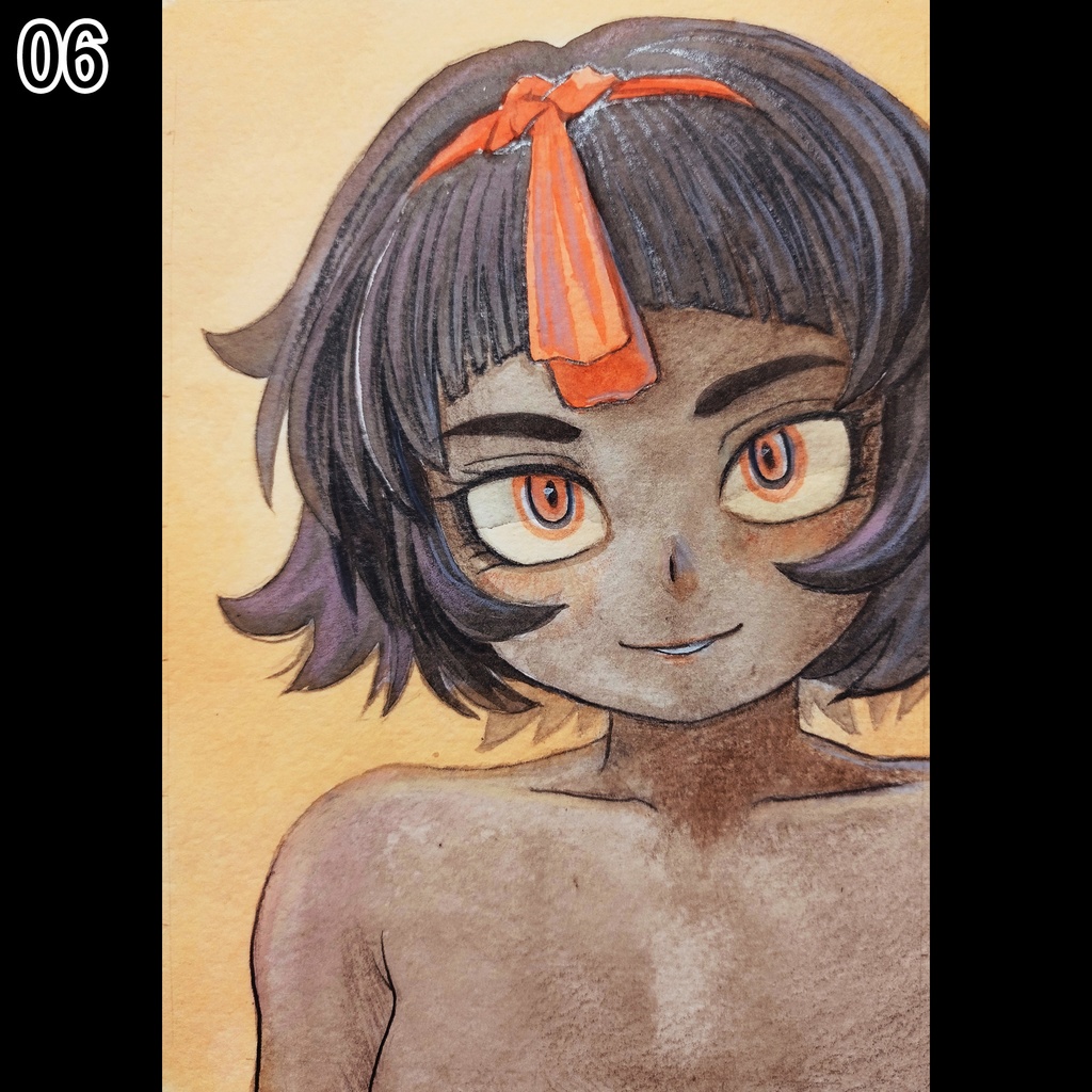 チチカカ湖で会った子 色鉛筆画 原画