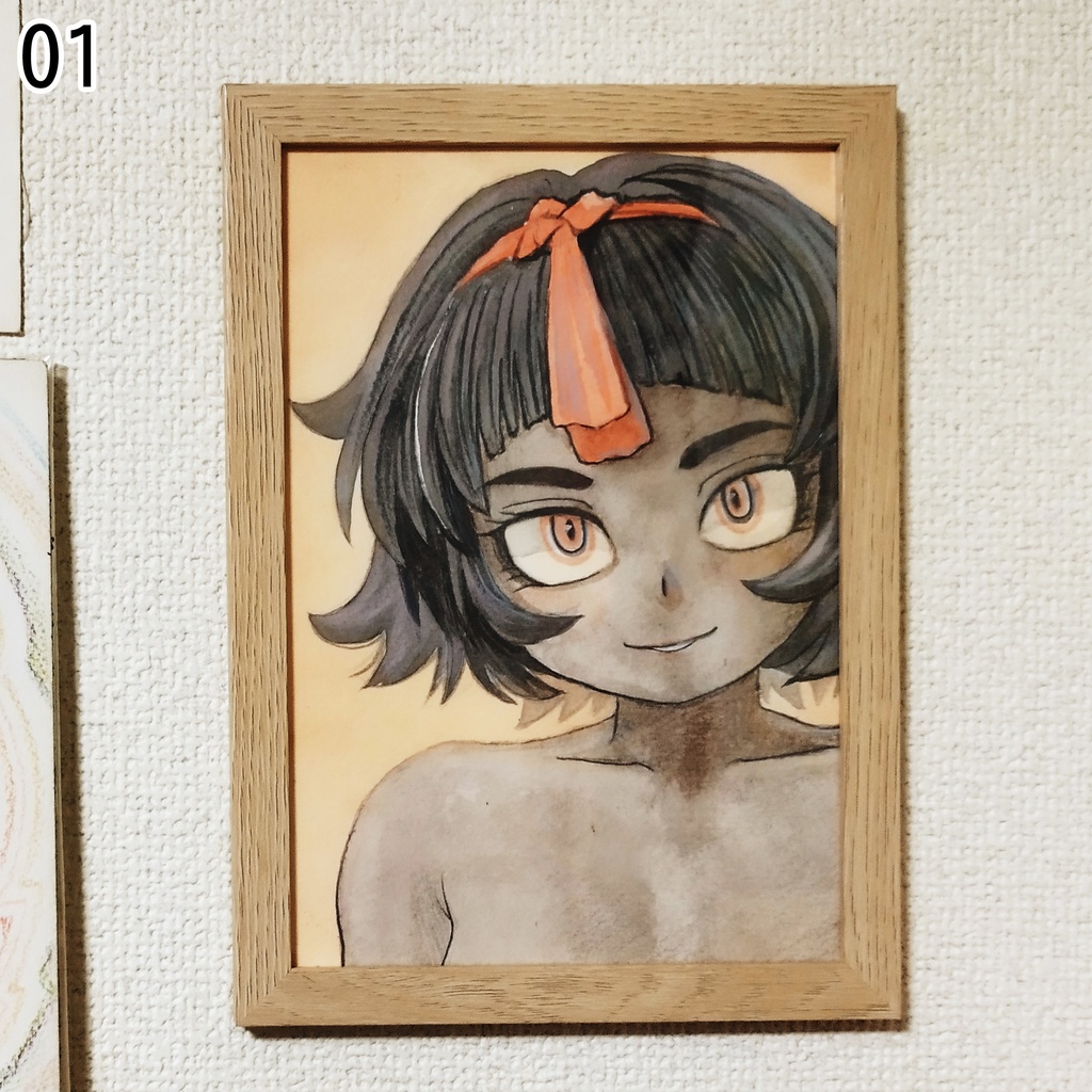 チチカカ湖で会った子 色鉛筆画 原画