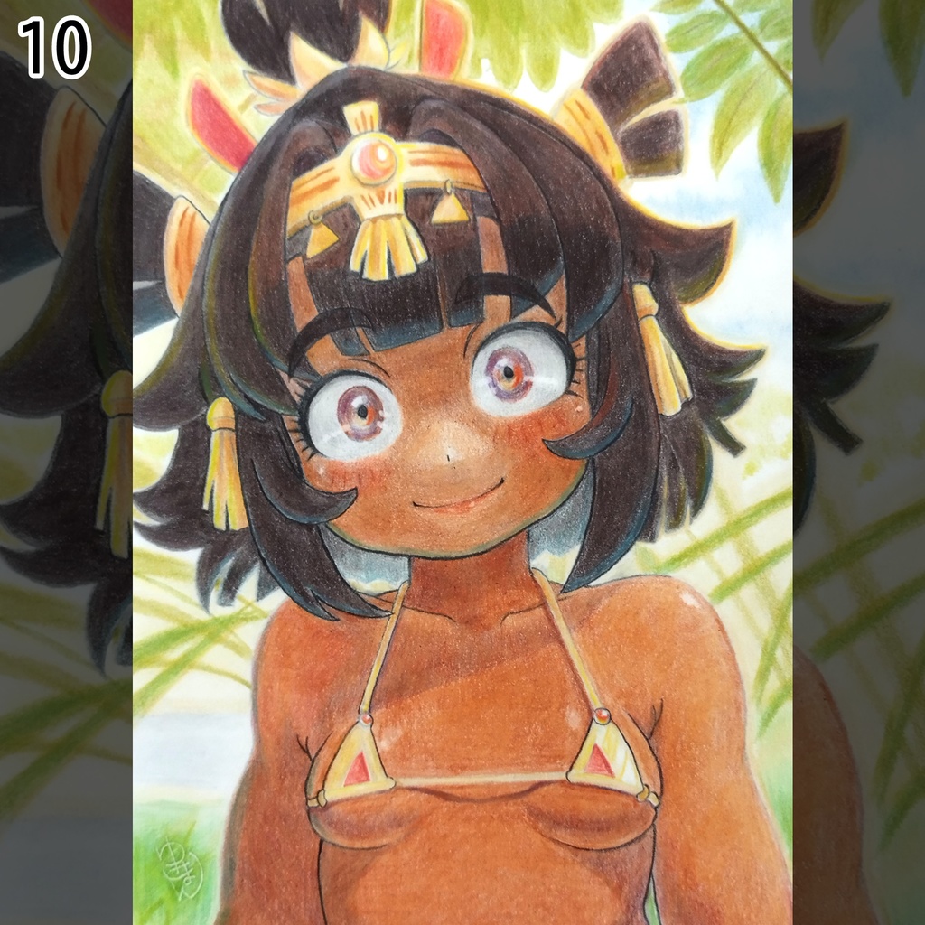 祭日のおめかし 色鉛筆画 原画