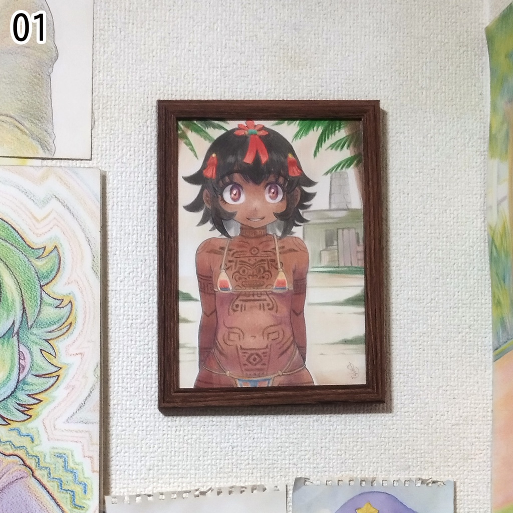 待ち合わせ　色鉛筆画　原画