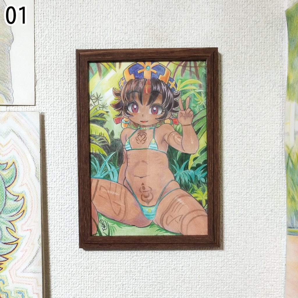 チョコレート色のあの子　色鉛筆画　原画