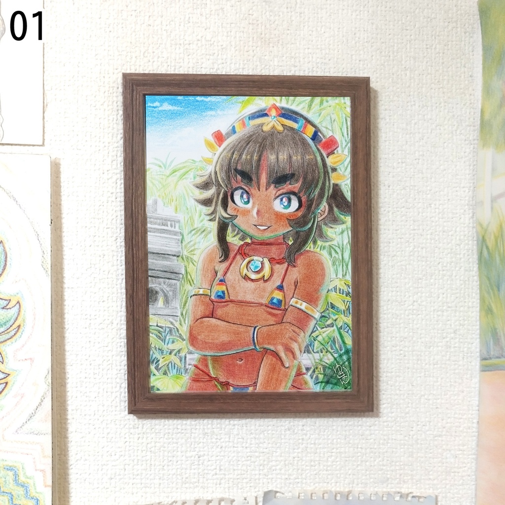 パレンケの娘　色鉛筆画　原画