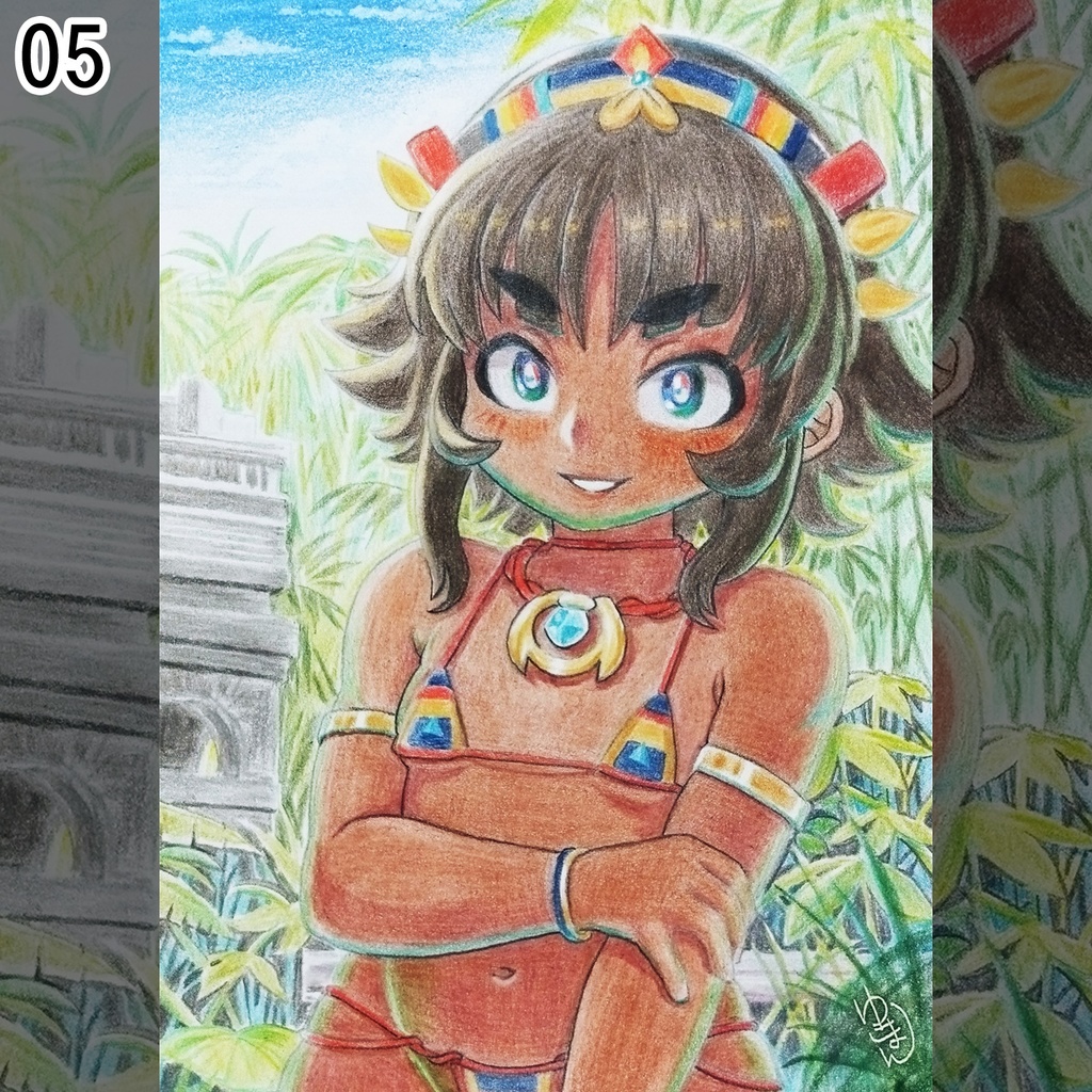 パレンケの娘 色鉛筆画 原画