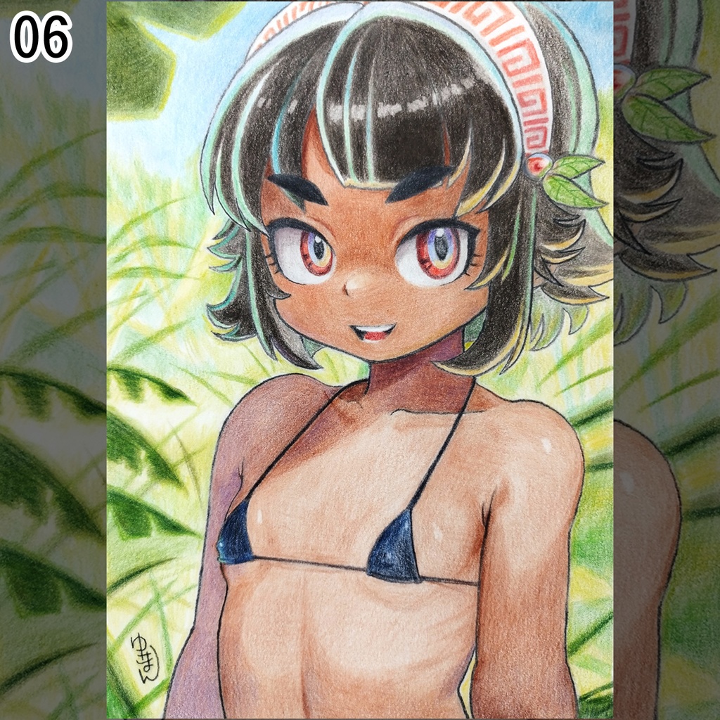 勝気な少女 色鉛筆画 原画