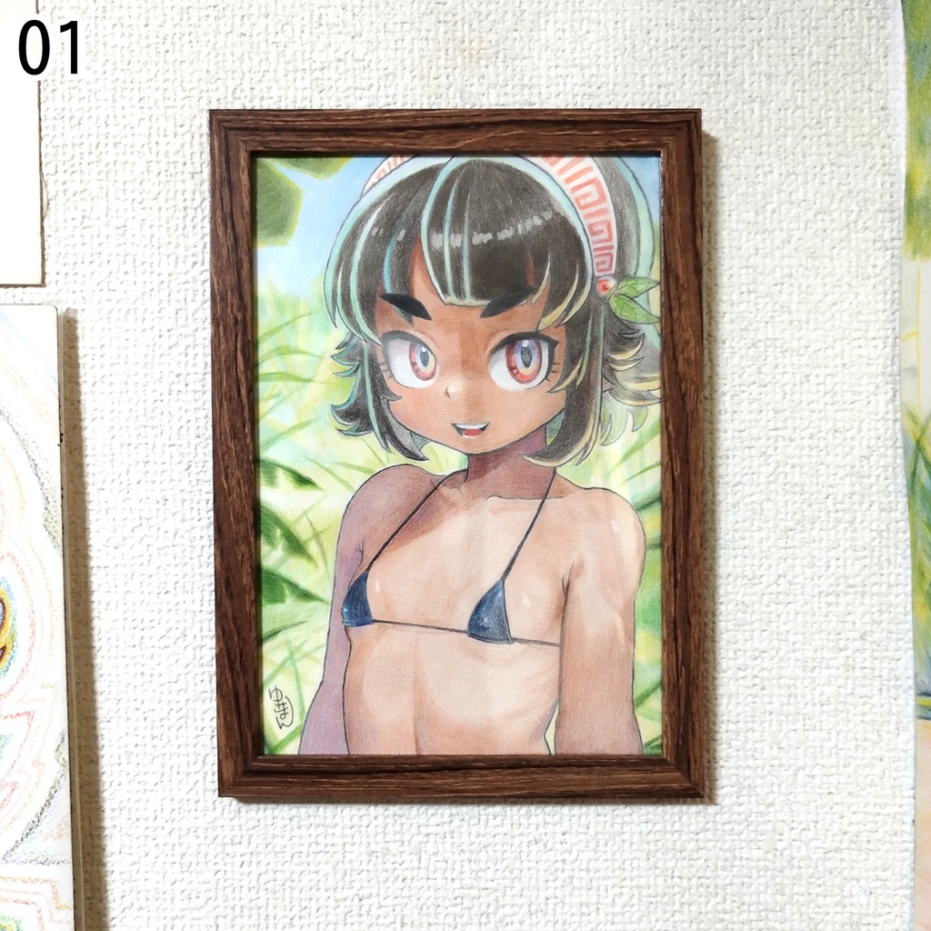 勝気な少女　色鉛筆画　原画