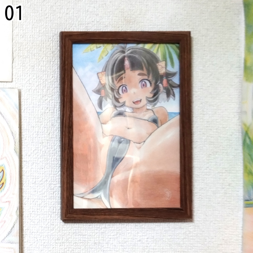 渚にて　色鉛筆画　原画