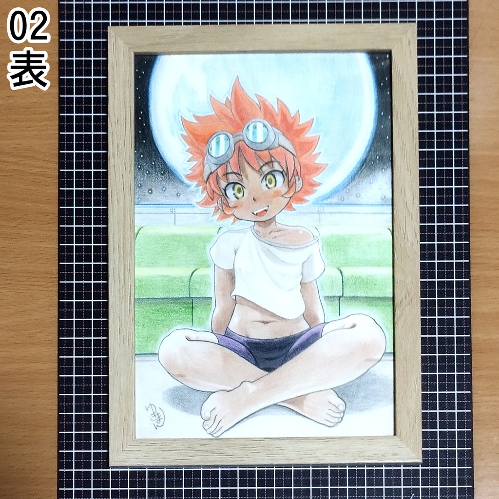 おすわりエド 色鉛筆画 原画