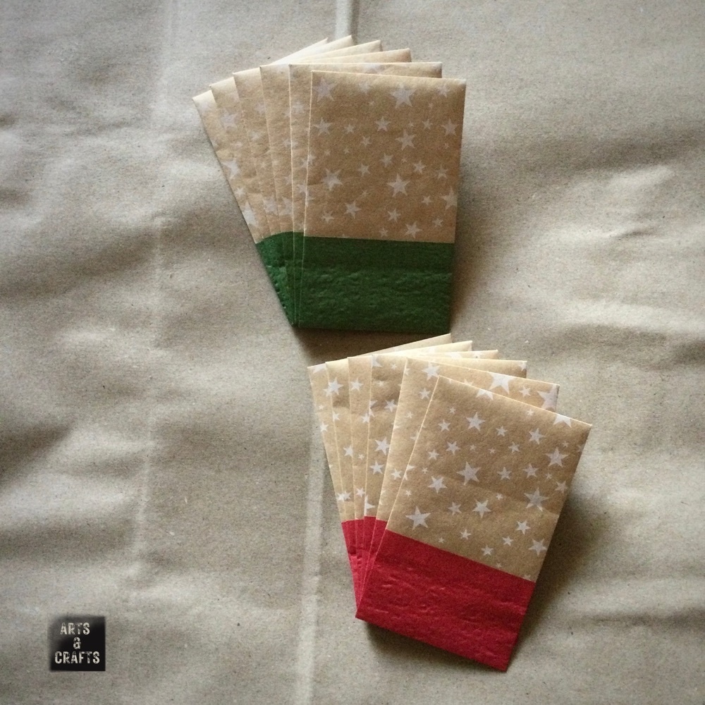 ぽち袋 星柄クラフト紙×赤と緑