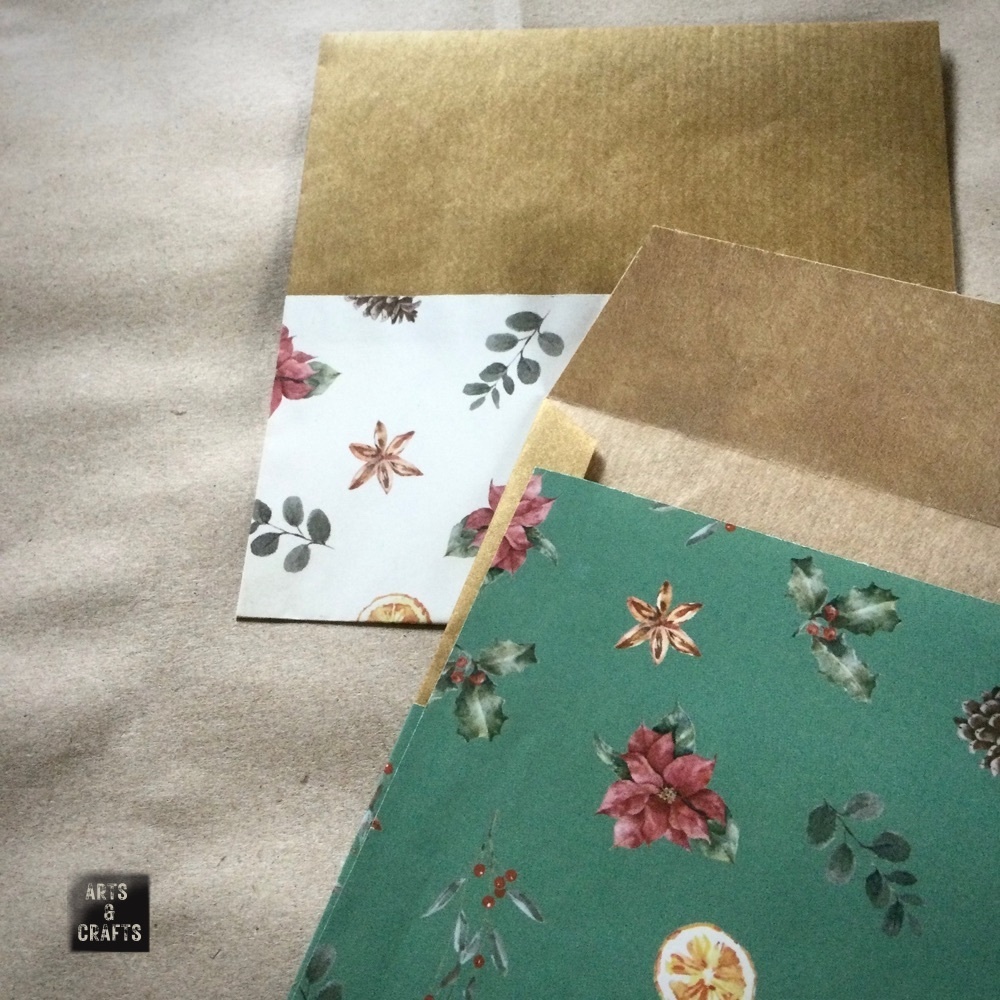 ましかく封筒 筋入りクラフト紙 金×ボタニカル