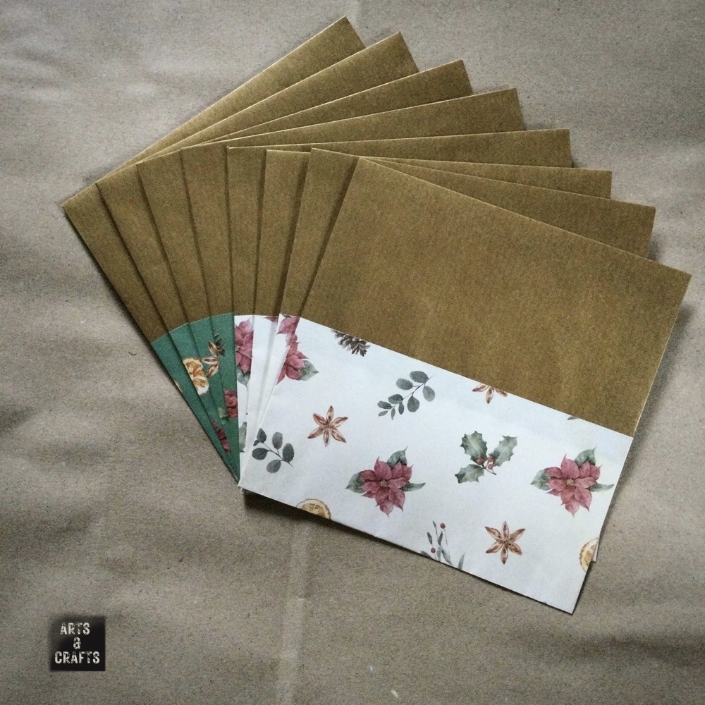 ましかく封筒 筋入りクラフト紙 金×ボタニカル