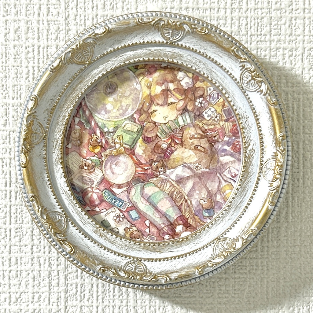 額装原画「テントの中でおやすみ」