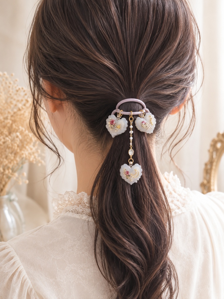 月薔薇の祈りレジンのヘアゴム