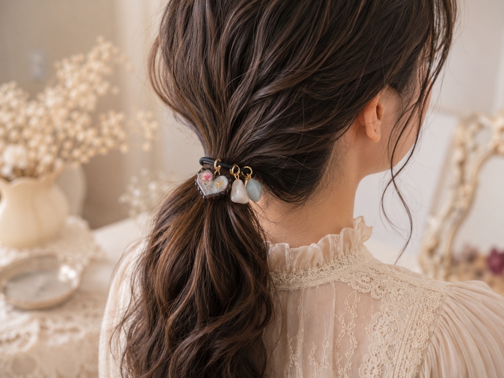 星灯りに咲く小さな想い*レジンのハートヘアゴムA