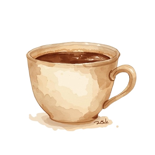 大人可愛いカフェシリーズ|水彩風クリップアート8点セット PNG(背景透過)