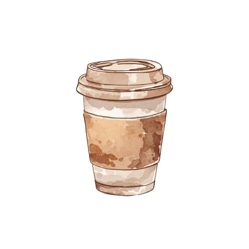 大人可愛いカフェシリーズ|水彩風クリップアート8点セット PNG(背景透過)