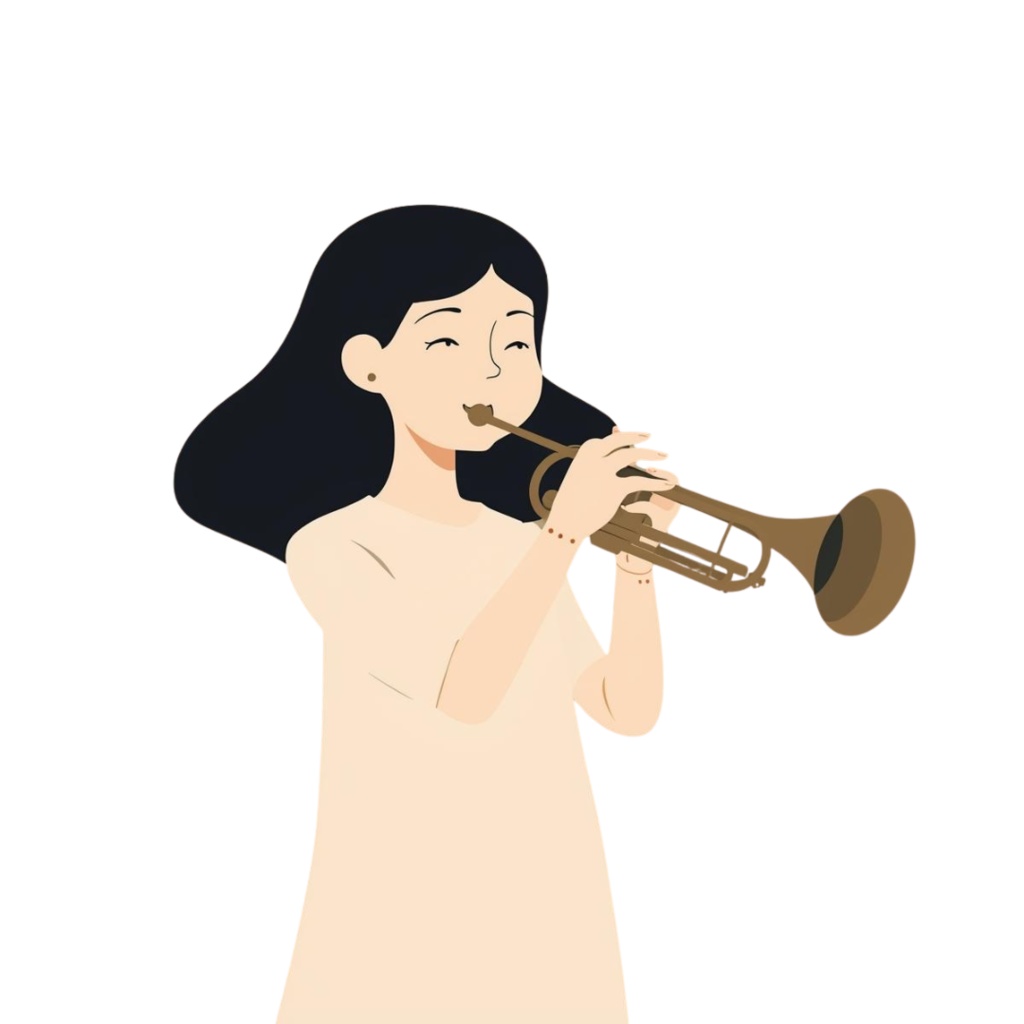 奈良美智風アースカラーの楽器シリーズ クリップアート6点セット PNG(背景透過)