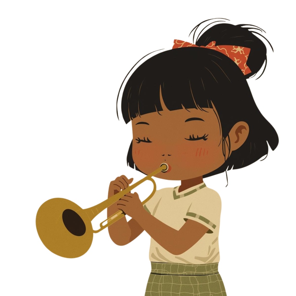 奈良美智風アースカラーの楽器シリーズ クリップアート6点セット PNG(背景透過)