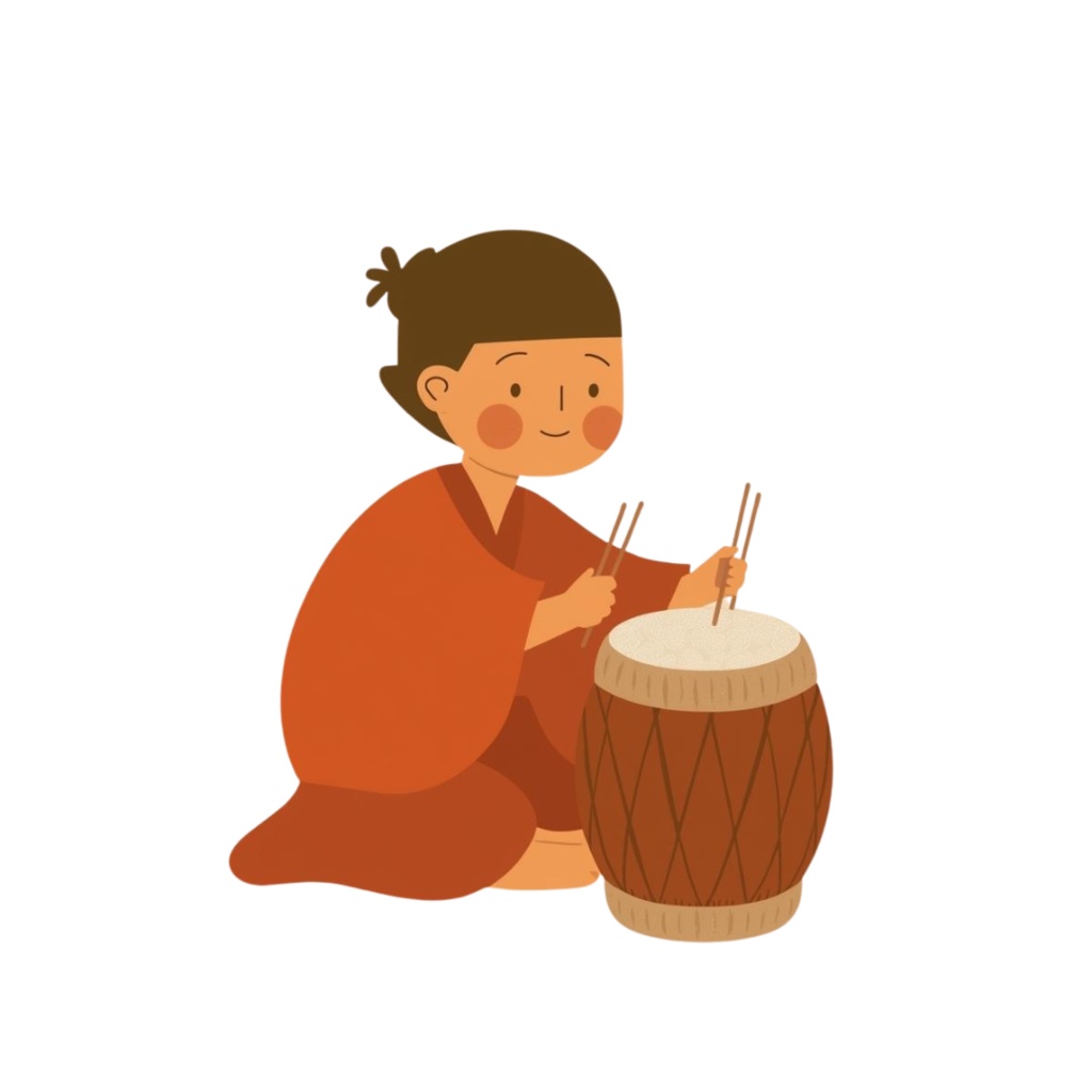 奈良美智風アースカラーの楽器シリーズ クリップアート6点セット PNG(背景透過)