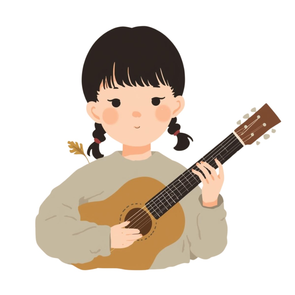 奈良美智風アースカラーの楽器シリーズ クリップアート6点セット PNG(背景透過)